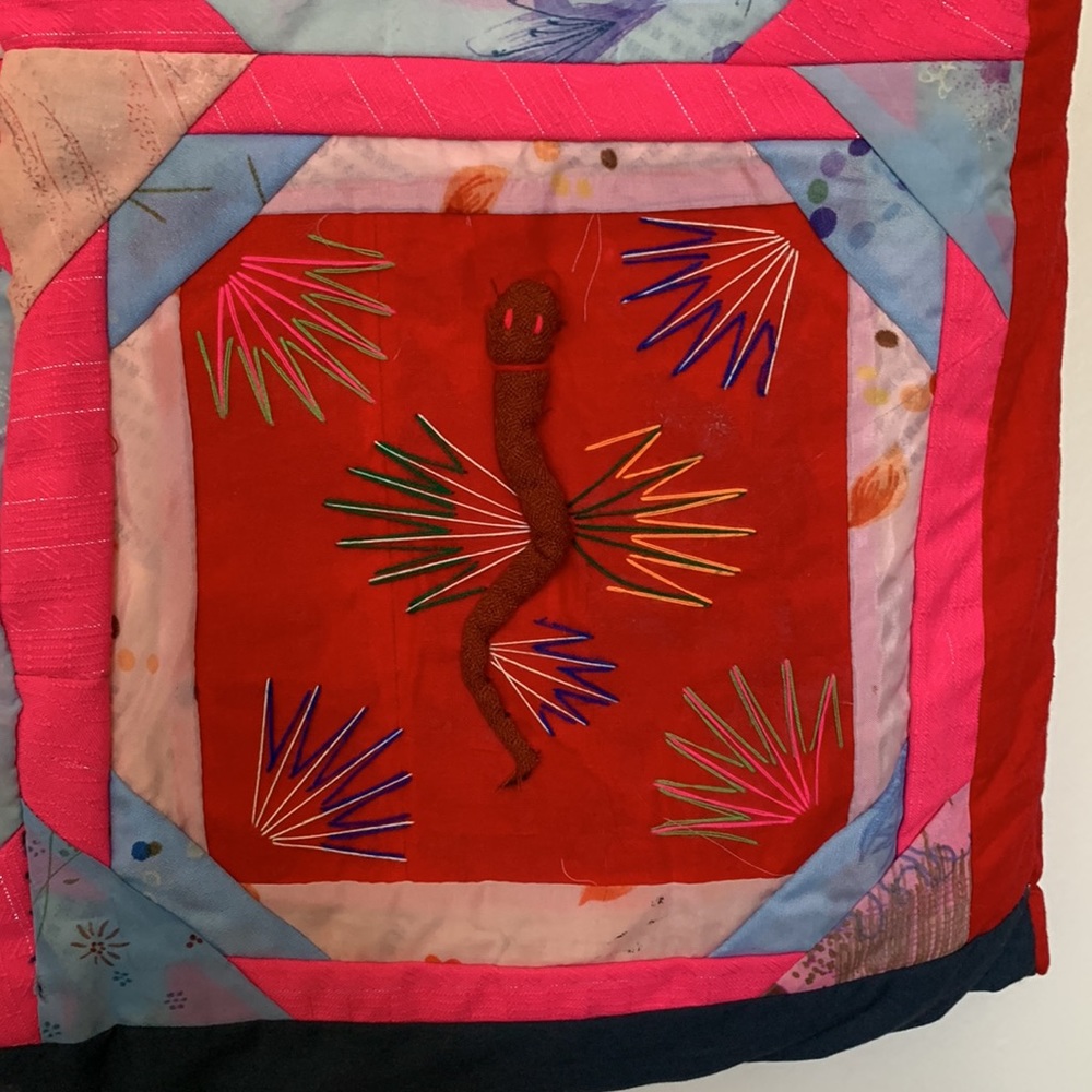 Quilted Vintage Hand Made Panda Patchwork Embroid… - image 6